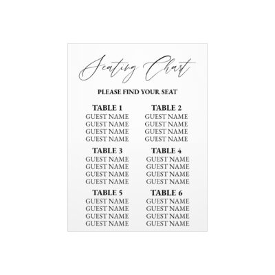 Wedding Seating Chart Foam Board | Printable Seating Plan Sign